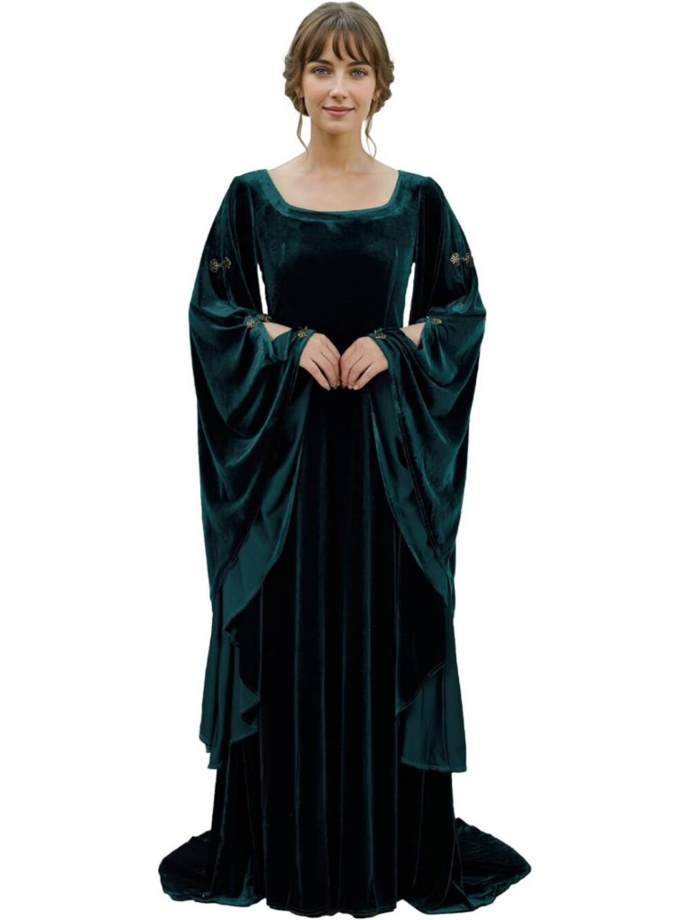 Vintage Velvet Renaissance Dress | Retro Medieval Gown with Wide Sleeves